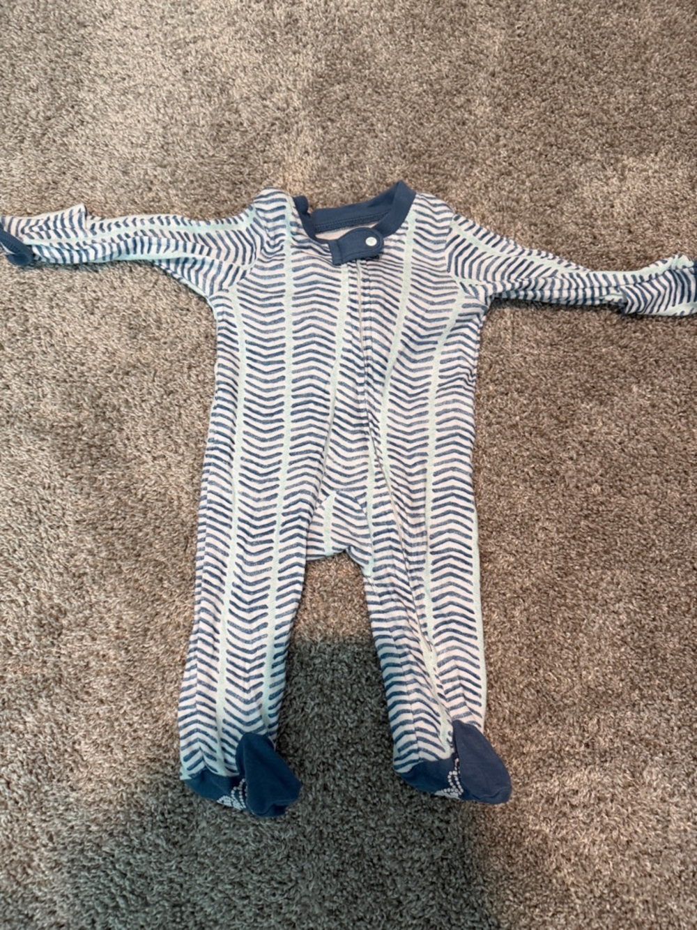 Burt's Bees Baby Navy & White Striped Footed One-Piece